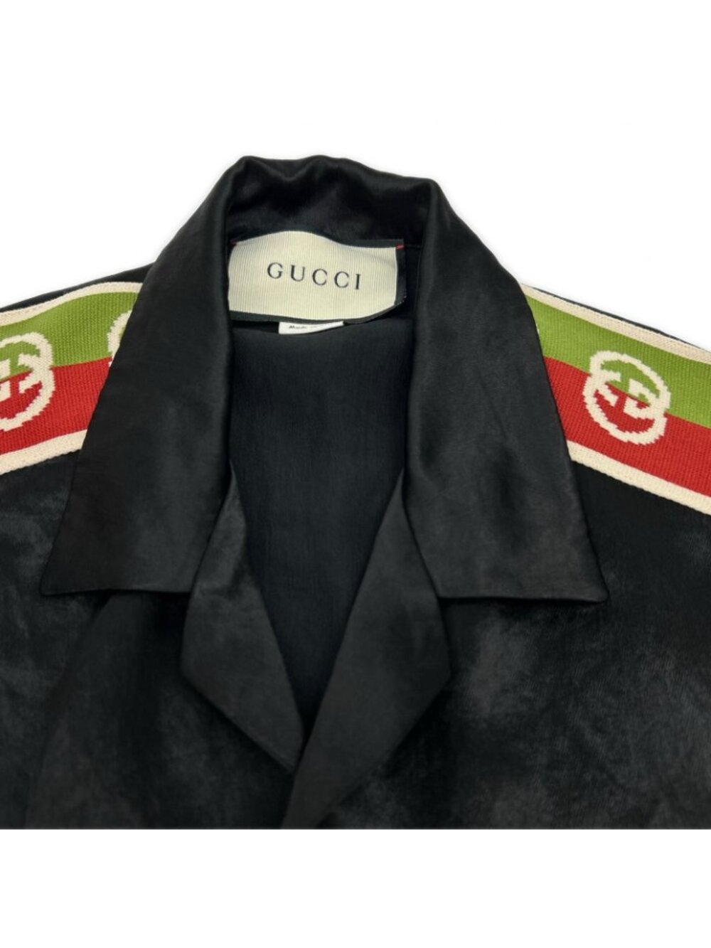 Gucci Black Taped Logo Silk Vacation Shirt 44 - Picture 3 of 7